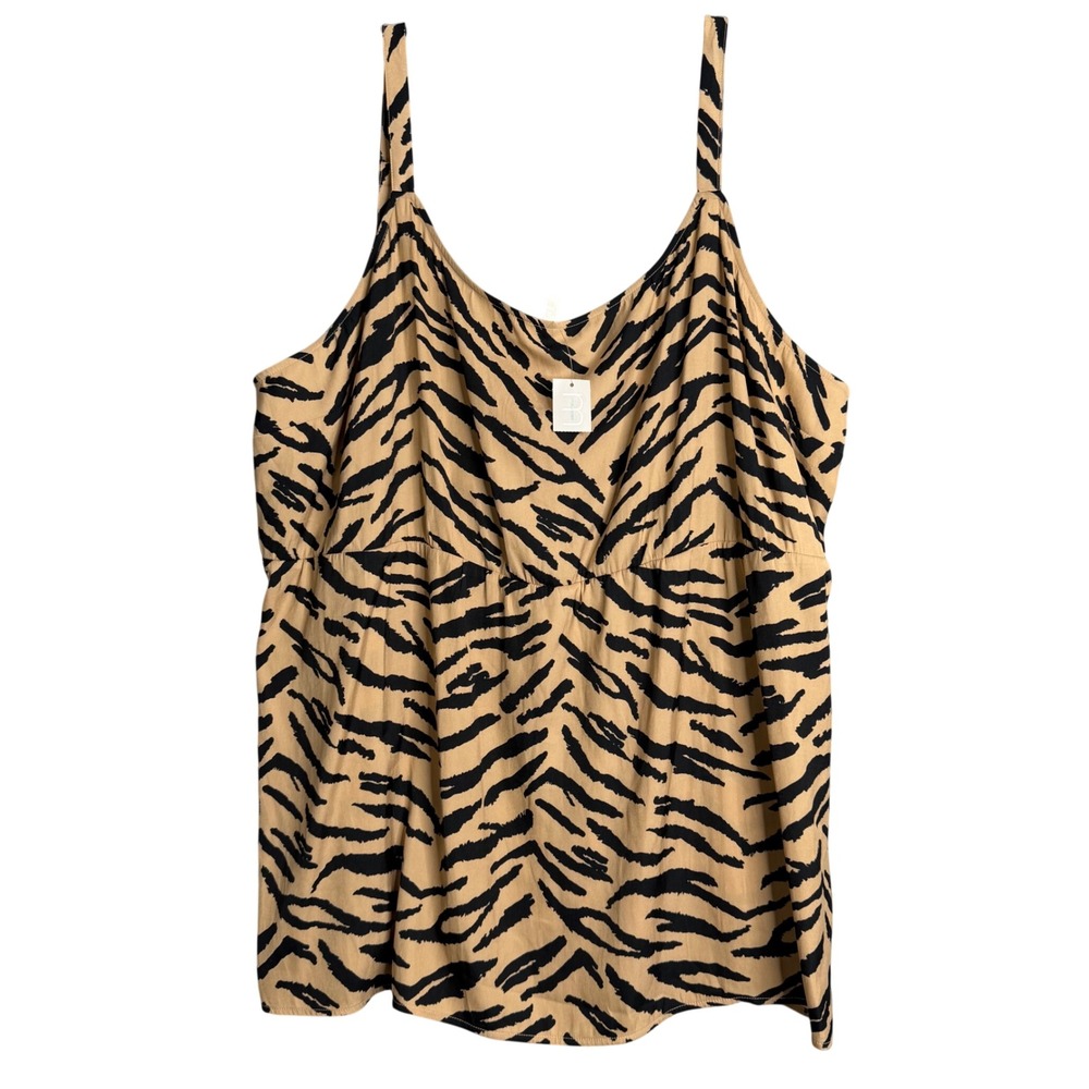 New Maurices Animal Print Babydoll Tank Top Womens Plus Size 3X Tan Preppy‎ Boho